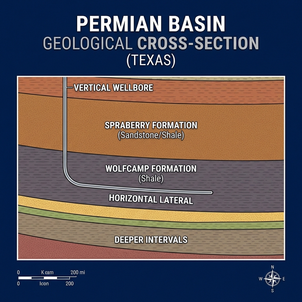 Permian Basin Geological Cross-Section